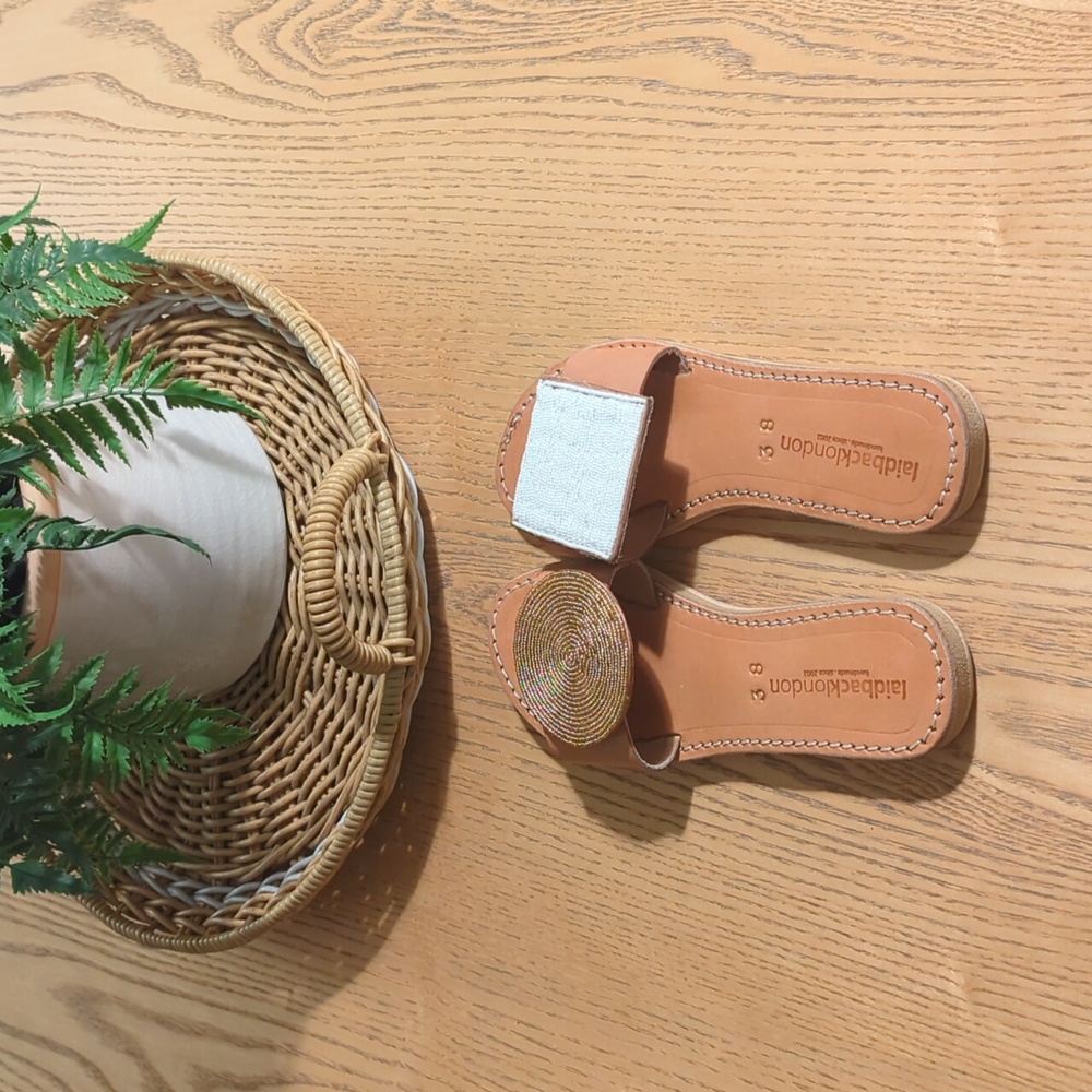 LaidBackLondon leather embellished sandals - size 7 (38)